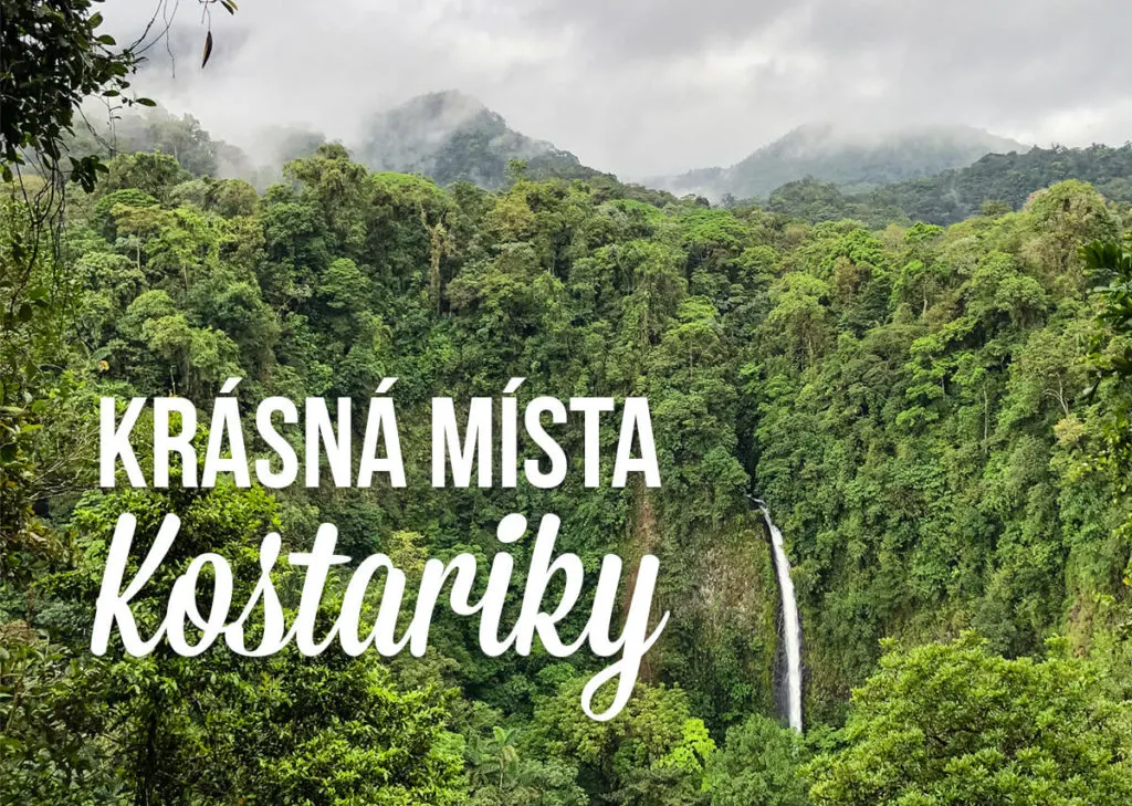Zelený vodopád a text: Nejkrásnější místa Kostariky