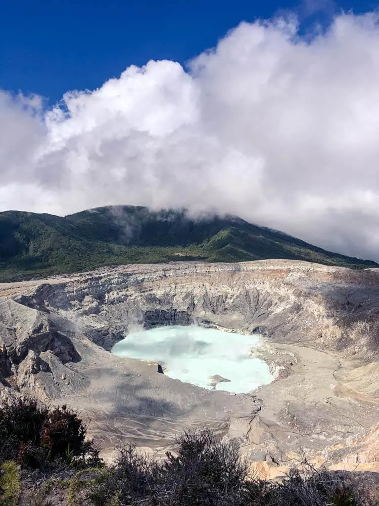 crater lake of a milky blue color