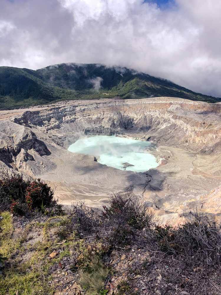 crater lake of a milky blue color