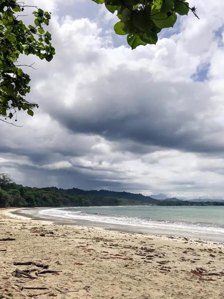 tropical beach and dramatic clouds