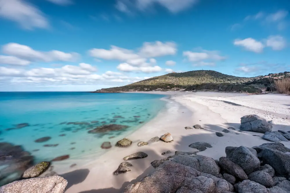 Beautiful white sand beach in Corsica France