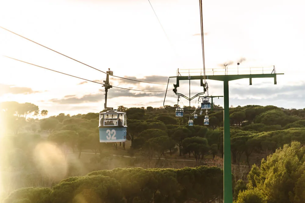 Cable cars above one of Madrid's parks: Casa de Campo