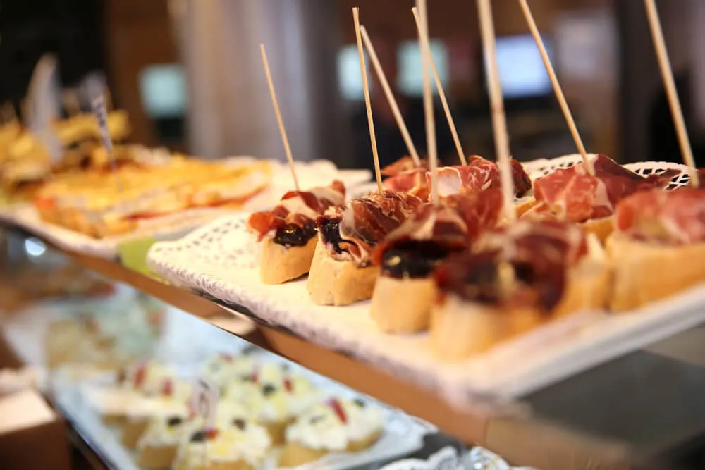 A closeup of tapas in Madrid