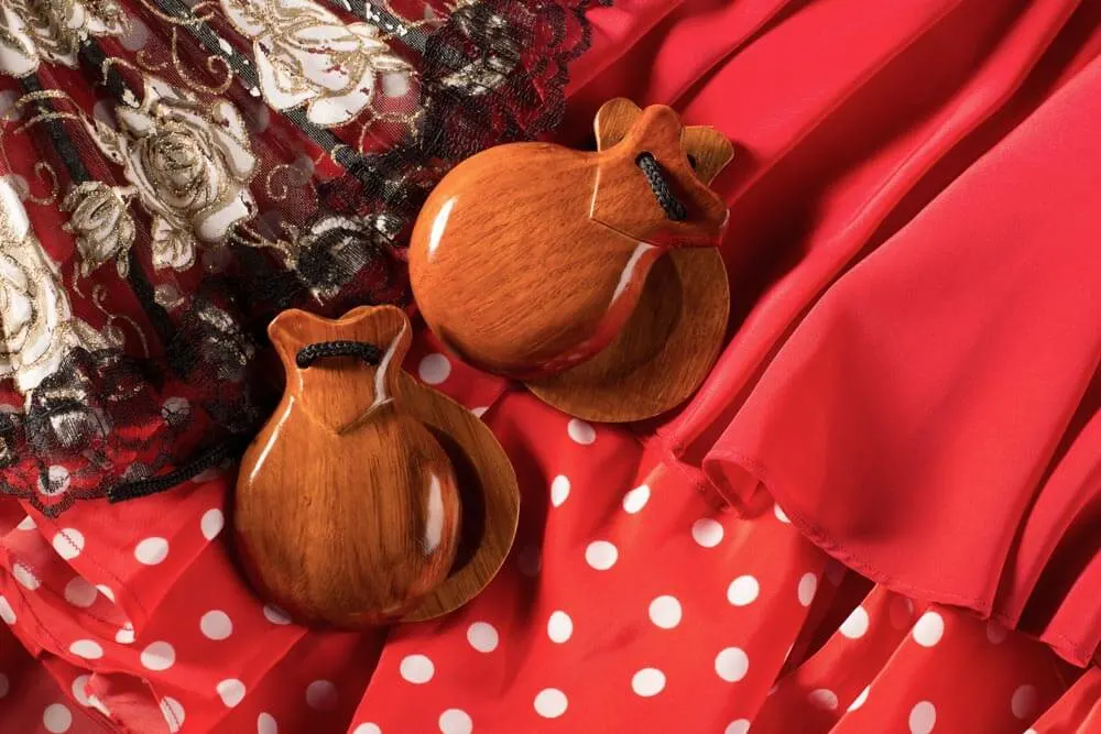 Closeup of castanets, an instrument used in Flamenco