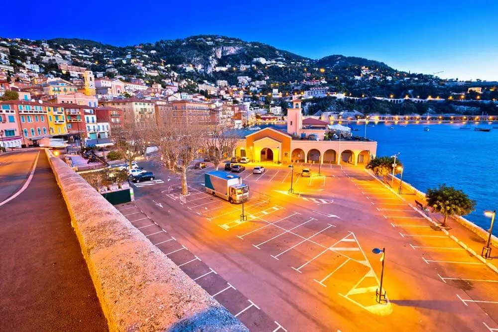 A parking lot by the sea in Villefranche sur Mer near Nice
