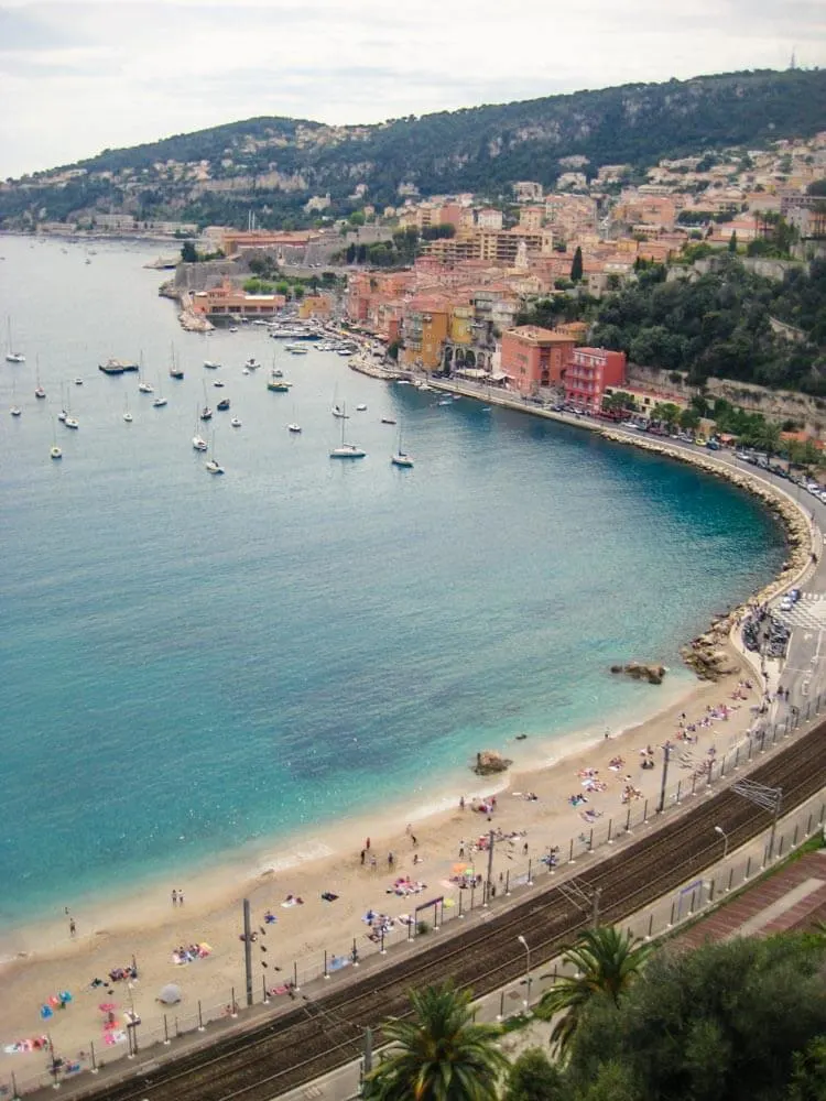 View of the beach in Villefranche sur Mer, France