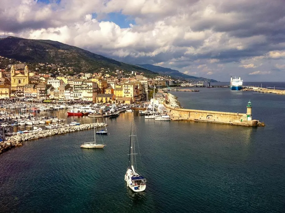 View of a seaside town of Villefranche in France