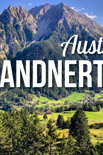 View of a Mountain Valley with a text overlay: Brandnertal Austria