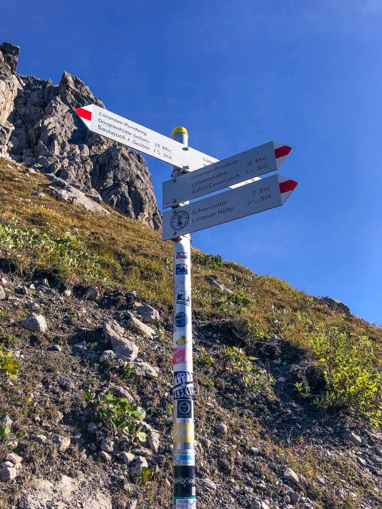 A trail marks post in Vorarlberg Austria
