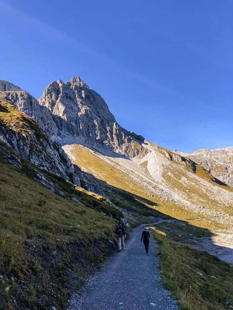 A hiking path in the Alps