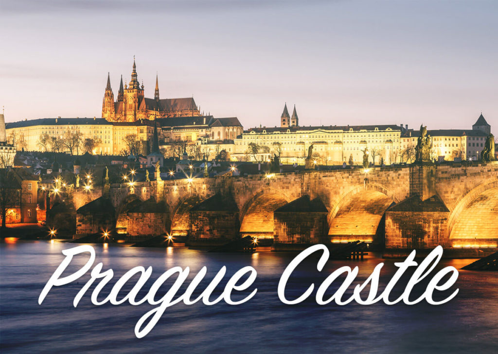 View of a castle with a text overlay: Prague Castle