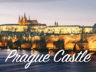 View of a castle with a text overlay: Prague Castle