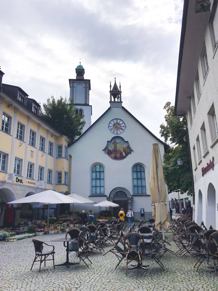 Cafés on the main square in Feldkirch, Austria