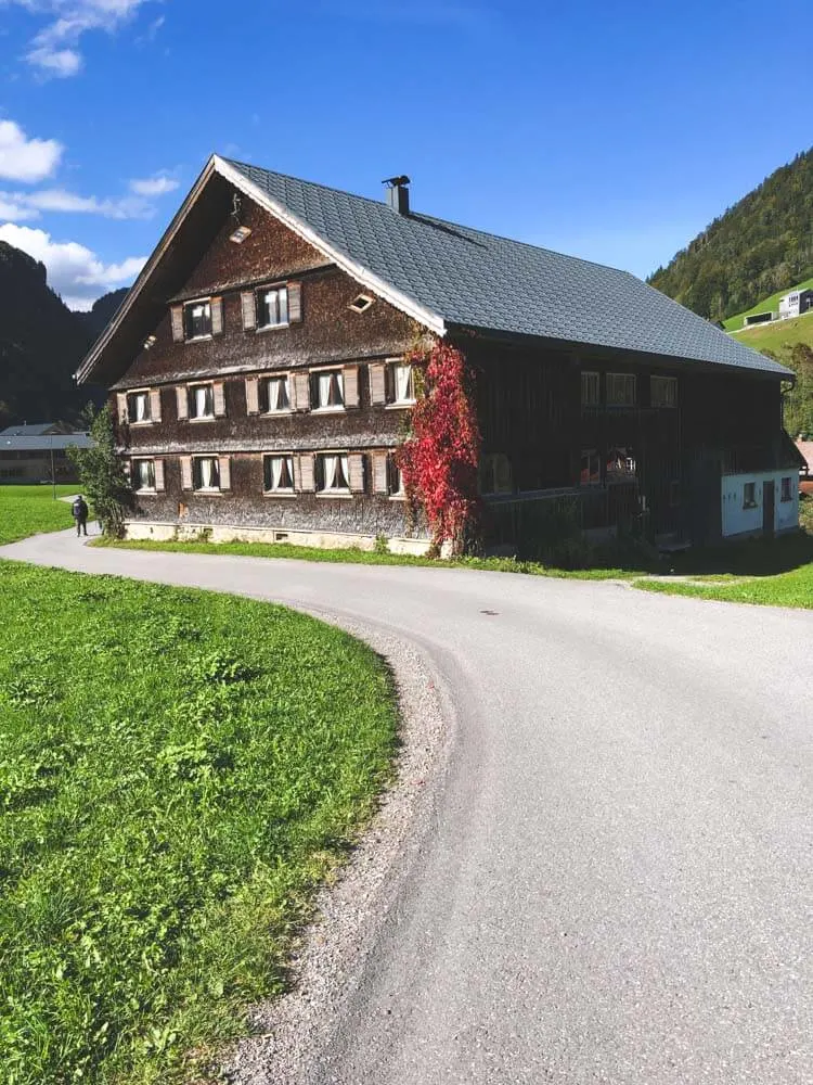 A wooden house in an Alpine village in Austria