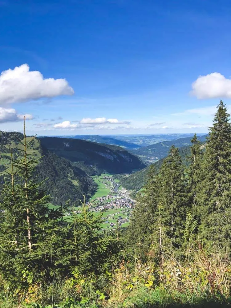 A birds-eye view of an Alpine village Mellau (Austria)