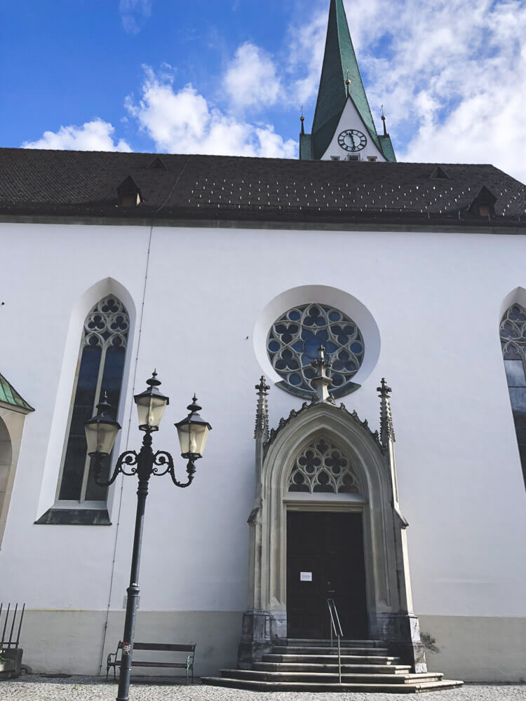 A Gothic church in an Alpine town Feldkirch