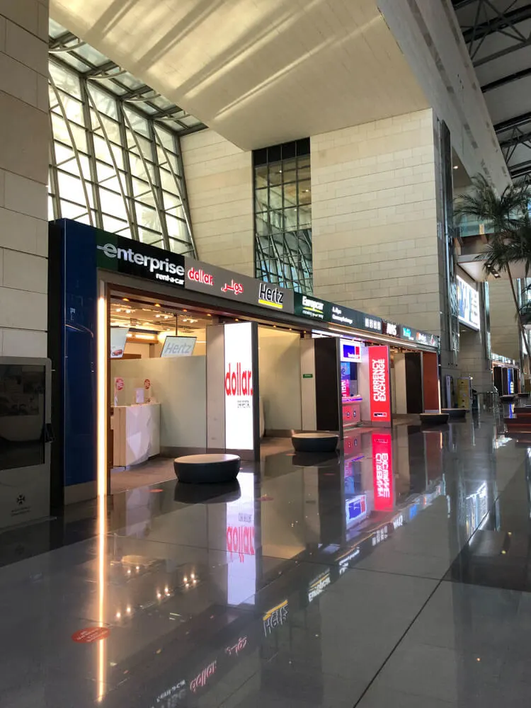 Counters of car rental companies at Muscat International Airport