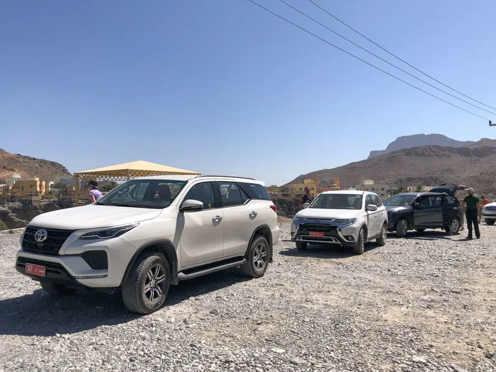 Parking on the side of a road in Oman