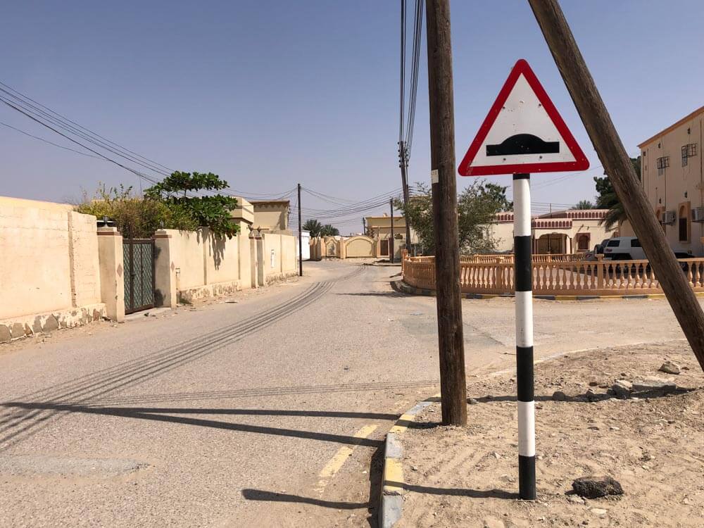 Speed bump sign in Oman
