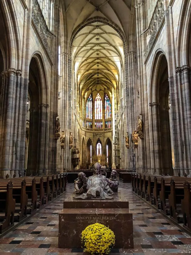 Inside the main nave of the St. Vitus Cathedral at Prague Castle
