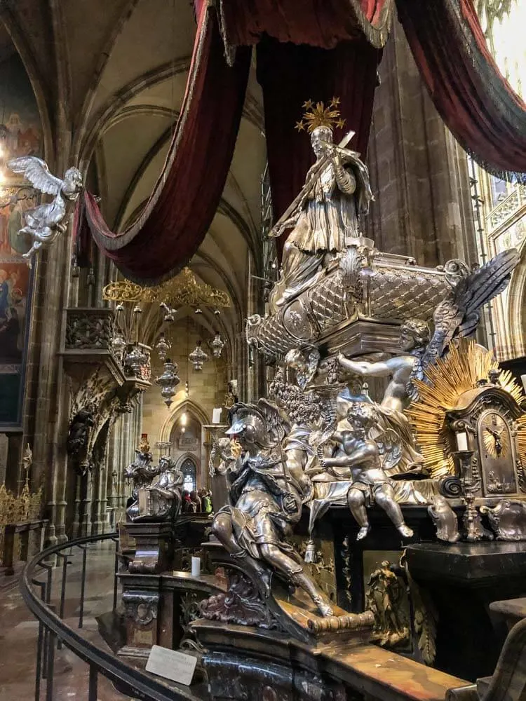 Tomb of John of Nepomuk inside St. Vitus Cathedral (Prague Castle)