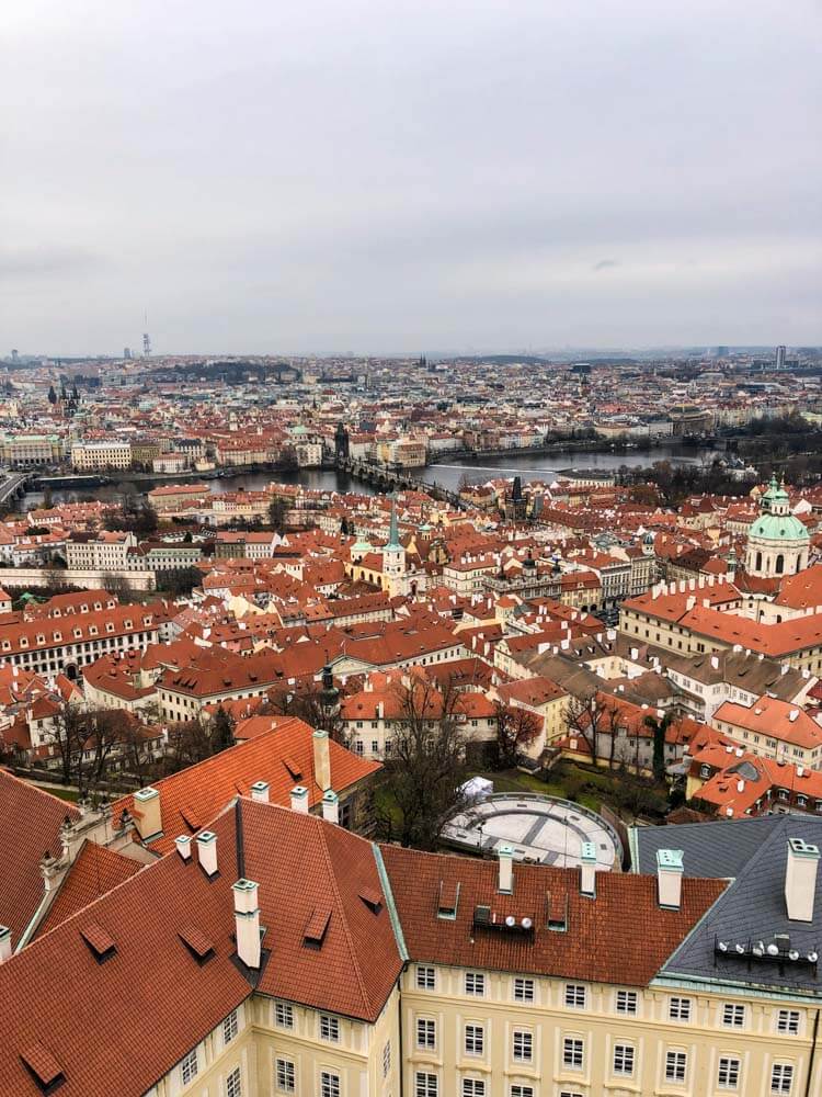 View of Prague from a tower at Prague Castle