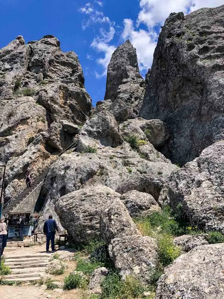 Stairs leading upwards through rocks