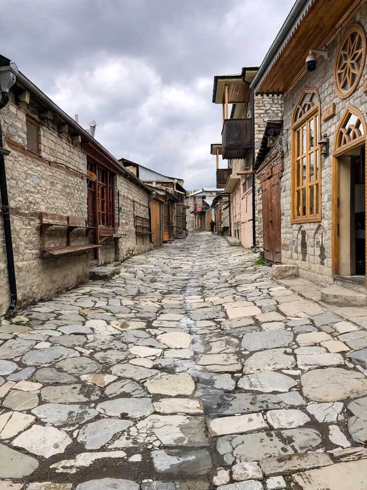 Cobbled streets of Lahic village in Azerbaijan