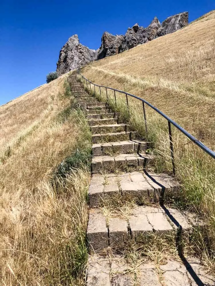 Steps leading to the top of a rocky hill in Azerbaijan