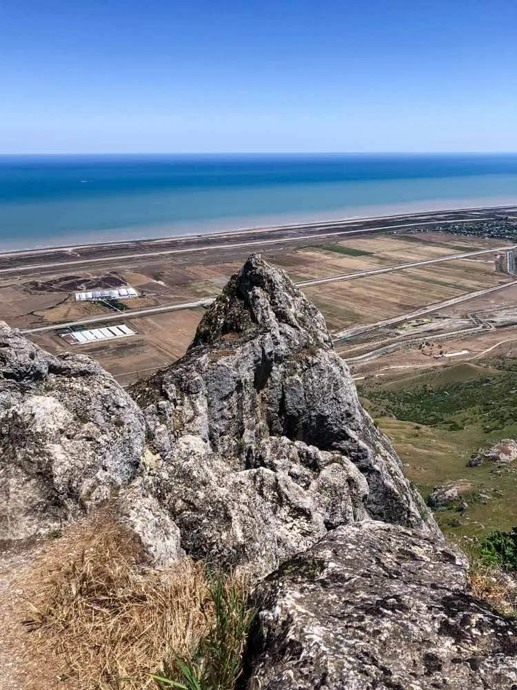 View of the Caspian Sea from Besh Barmaq mountain in Azerbaijan