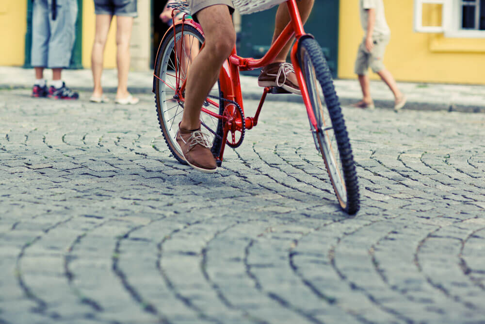 A bike on cobblestones