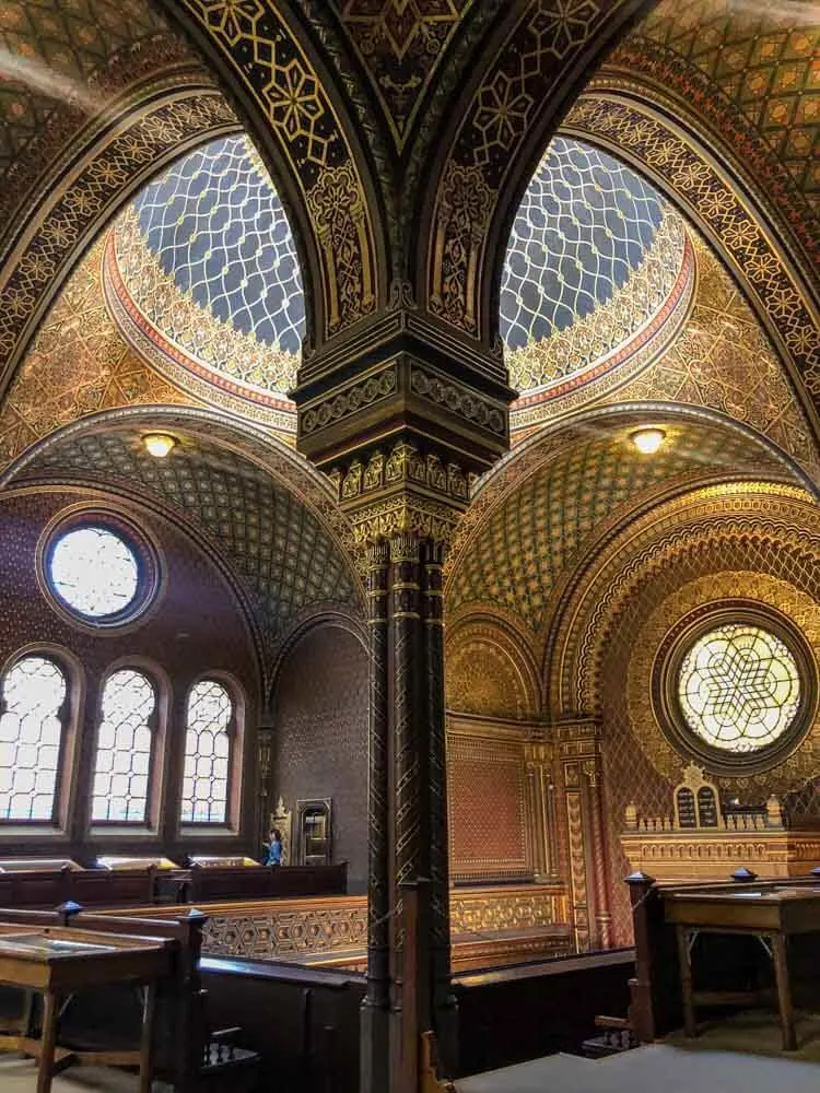 An interior of a synagogue in Prague