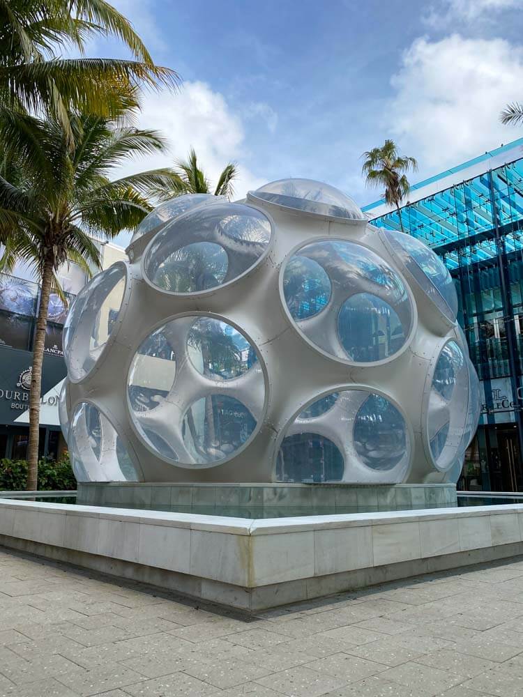 A futuristic sculpture in Miami's Design District