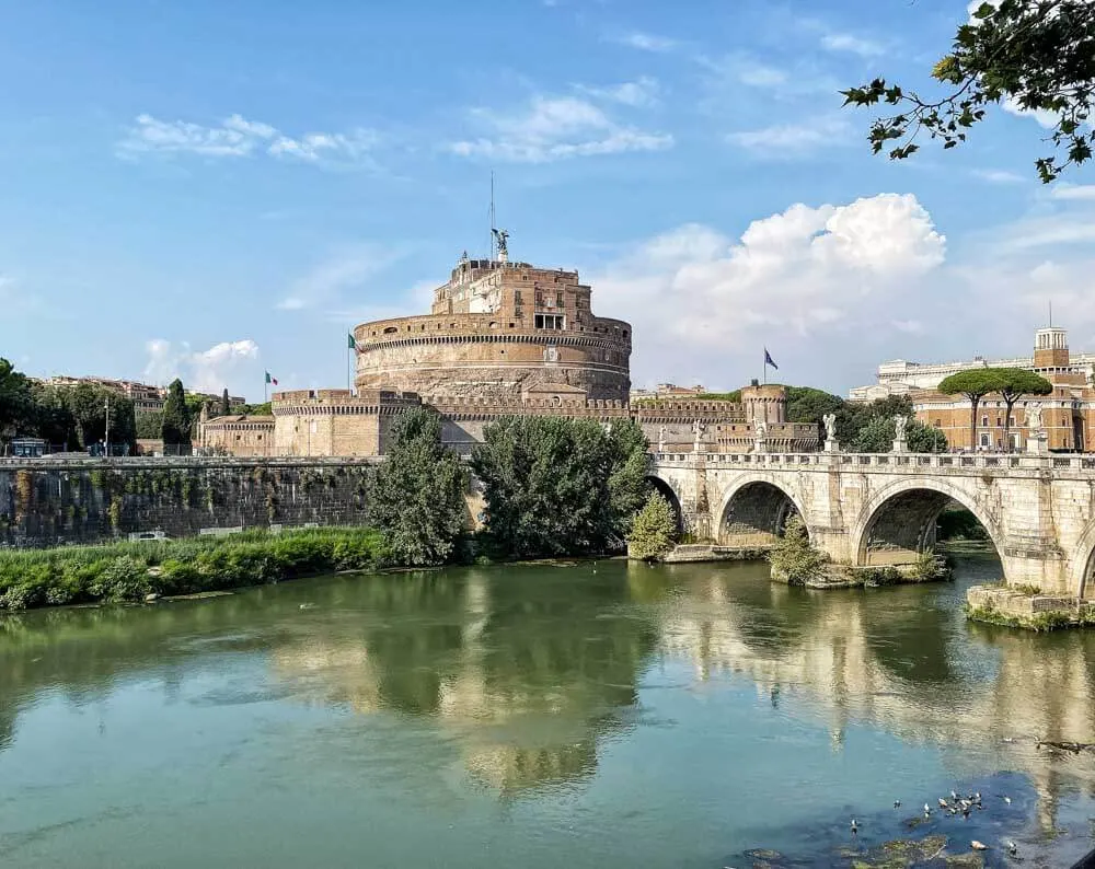View of Castel Sant'Angelo by the river in Rome