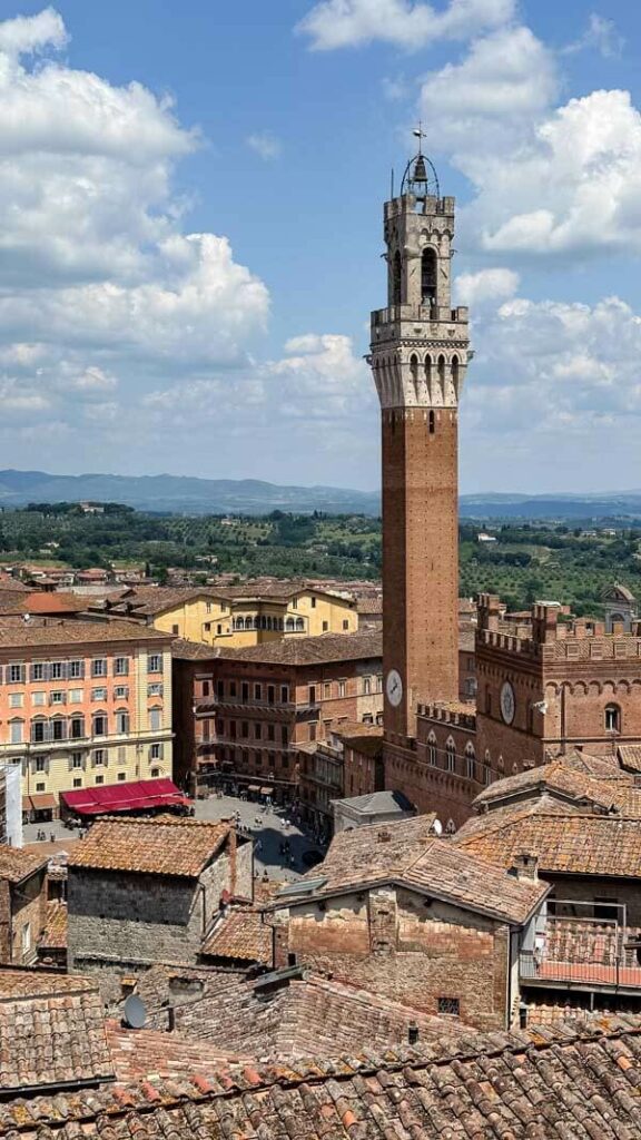 Closeup of Mangia Tower in Siena