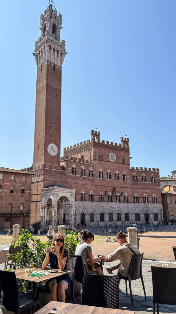 Veronika enjoying a cup of coffee in the center of Siena