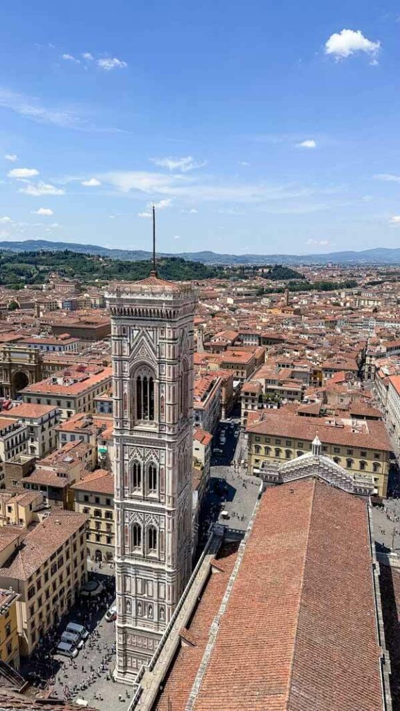 View of Giotto’s Campanile (Bell tower) from Cupola di Brunelleschi in Florence
