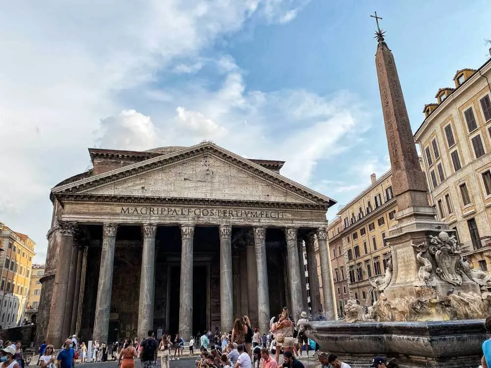 People in front of Pantheon in Rome Italy