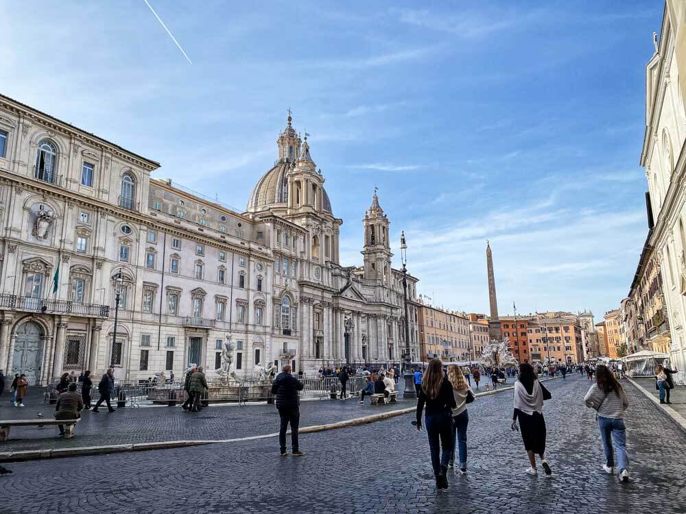 People walking on Piazza Navona in Rome Italy