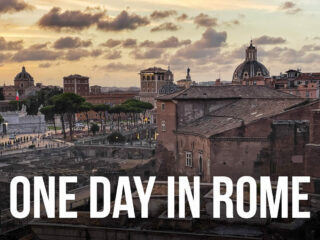 View of Rome with a text overlay: One Day in Rome