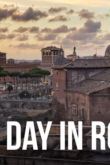 View of Rome with a text overlay: One Day in Rome