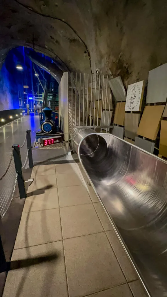 A metal indoor slide in Graz Austria called Schlossbergrutsche