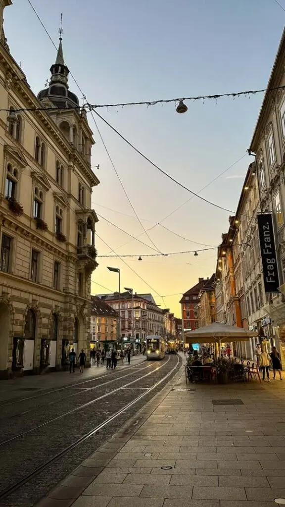 Herrengasse Street Graz upon dusk