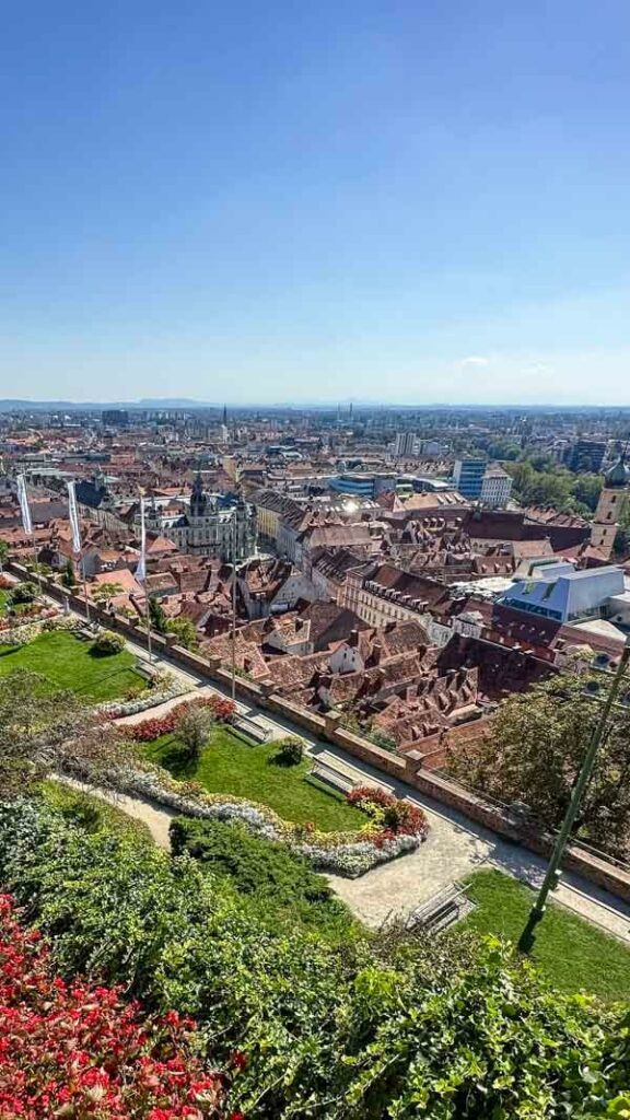 Graz city center from Schlossberg Hill