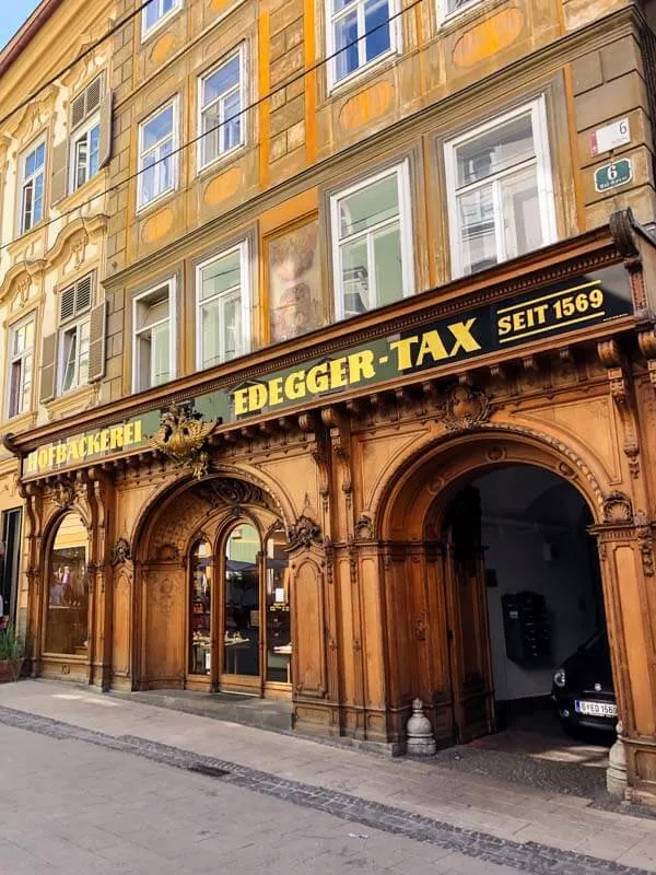 View of the oldest Bakery (est. in 1569) in Graz Austria