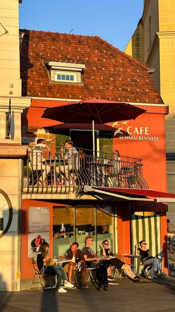 People enjoying sunshine during golden hour