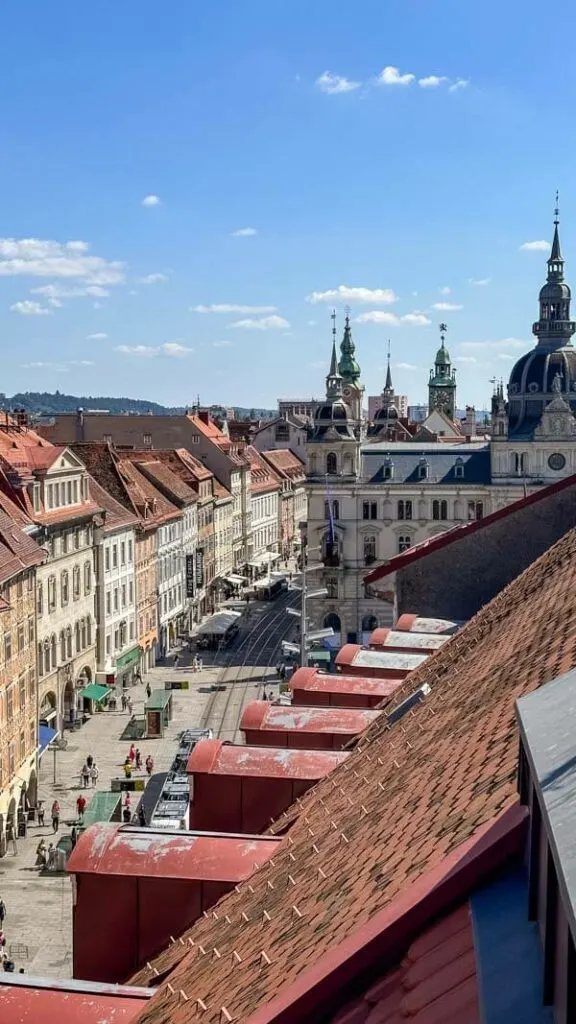 View of Graz city center from above