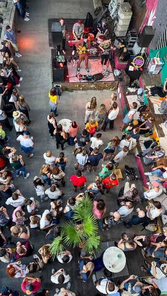 People enjoying a concert - view from top