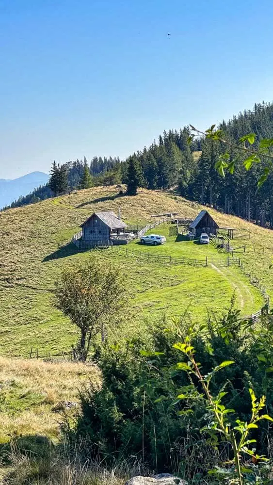Small huts in Austrian countryside