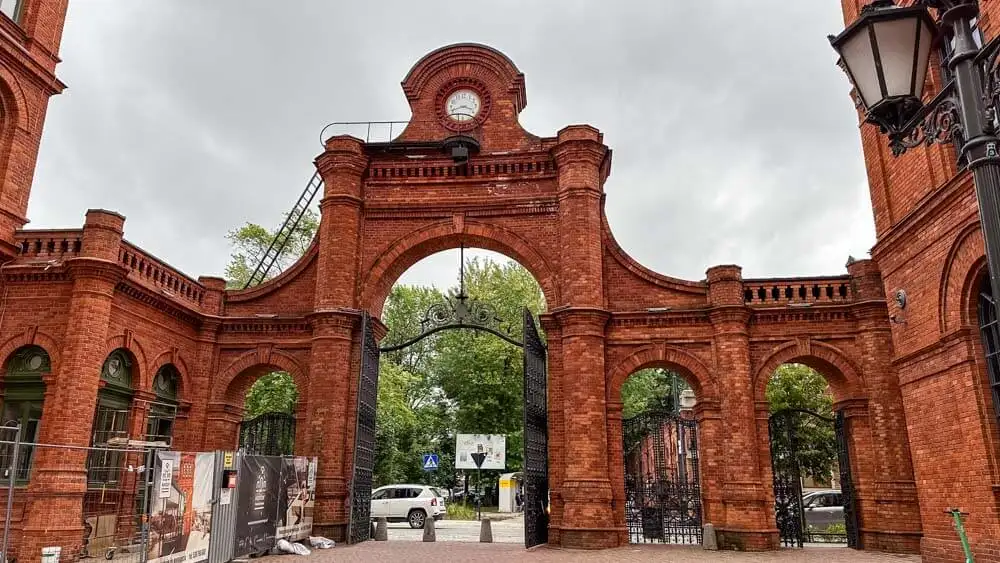 Entrance to Manufaktura complex, a former large factory in Lodz, Poland